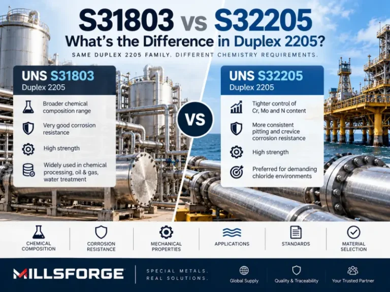 S31803 vs S32205 Duplex 2205 comparison showing chemistry, PREN and corrosion resistance differences
